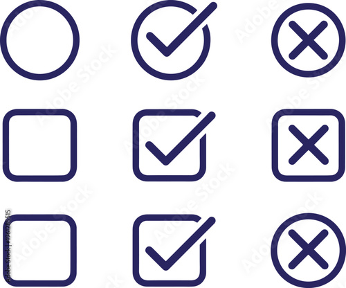 Checkmark and checkbox icons in various states