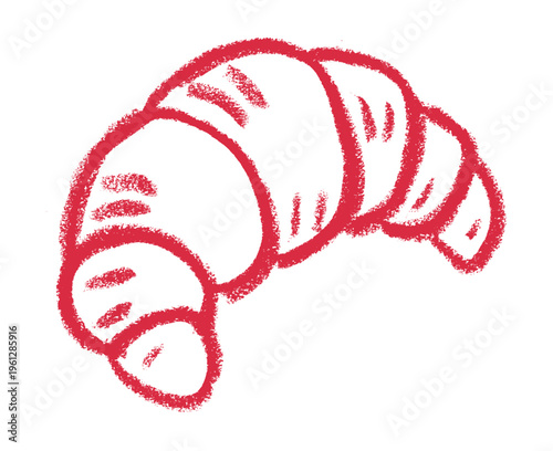 Croissant Cake Shop Related Icon Crayon Chalk Drawing Vector
