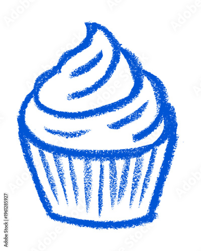 Cupcake Cake Shop Related Icon Crayon Chalk Drawing Vector