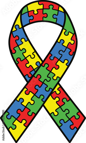Autism awareness ribbon symbol for Autism Awareness and Neurodiversity Support