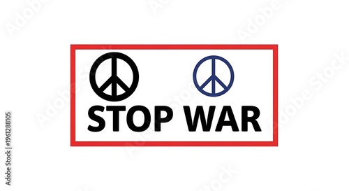 Free Download Stop war protest sign icon with peace symbols on white background - GFXLoad