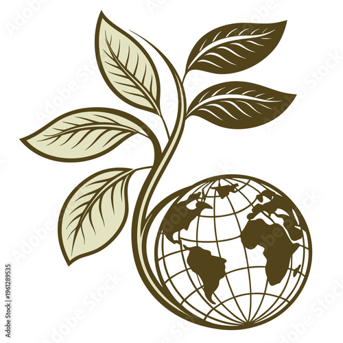 A plant sprout growing out of a globe