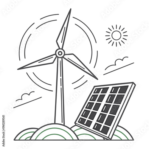 Renewable energy with wind turbine and solar panel