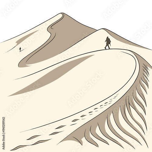 A person walking on a sand dune