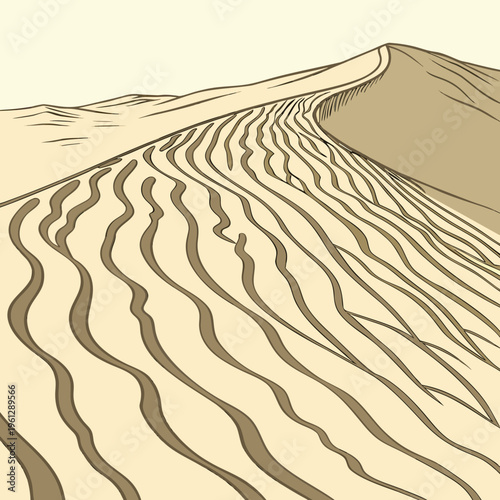 A drawing of a sandy dune with lines on it