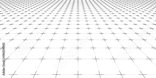 Dotted square grid planer page. Seamless black dashed checkered paper pattern. Simple crossed dash graph texture. Bullet journal notebook background. School math lined sheet wallpaper. Vector