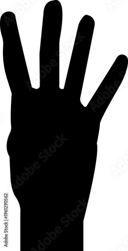 Set of hand gesture silhouettes including pointing, thumbs up, clapping and ok sign, black vector icon collection isolated on transparent background.