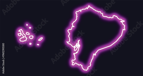 Ecuador map outline neon purple glow country south america