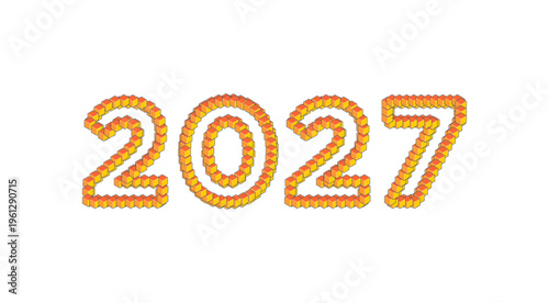 2027 Three-Dimensional Textured Number