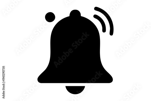 A black bell with sound waves coming out of it