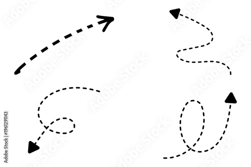 Four arrows pointing in different directions with dotted lines