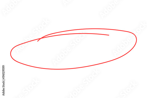 A red oval line drawing with a dashed interior line