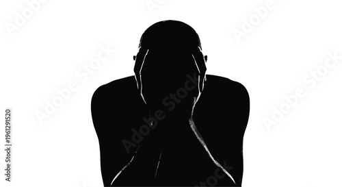 Black silhouette of a person covering face