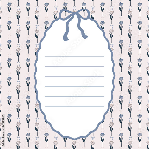 Elegant Floral Memo Pad Template with Vintage Botanical Border and Lined Paper for To-Do Lists and Journaling