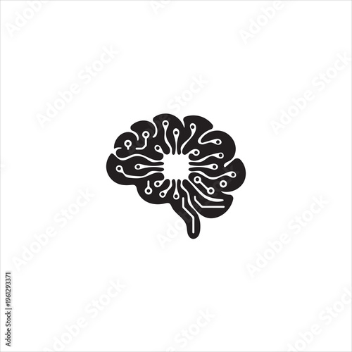 Artificial Intelligence Concept - Human Brain with Digital Circuit Pattern