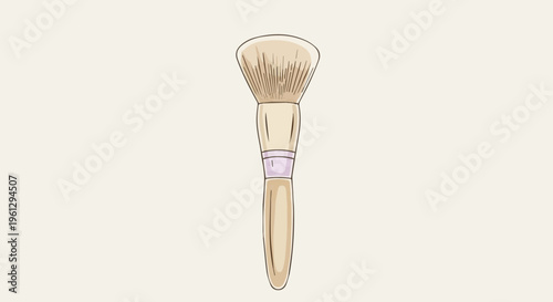 A professional plastic toothbrush and clean paintbrush tool with a white handle isolated on a white background for art, beauty, and cleaning equipment