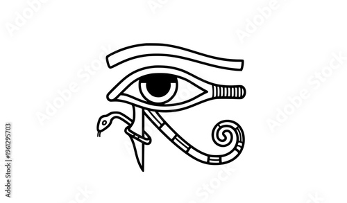 Eye of Horus vector illustration – Wadjet left falcon eye with snake motif isolated on white