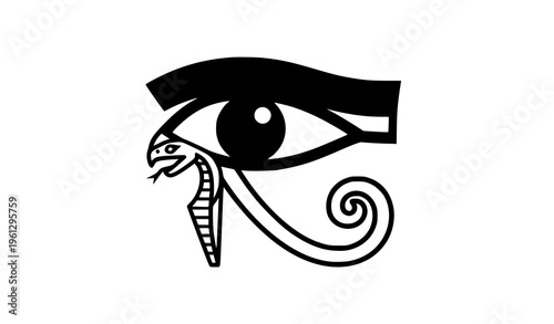 Wadjet Eye of Horus vector icon with left falcon eye and snake isolated on white background