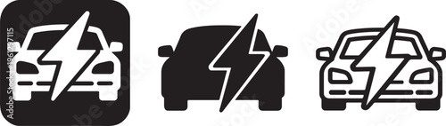 Electric vehicle charging icon EV car symbol.