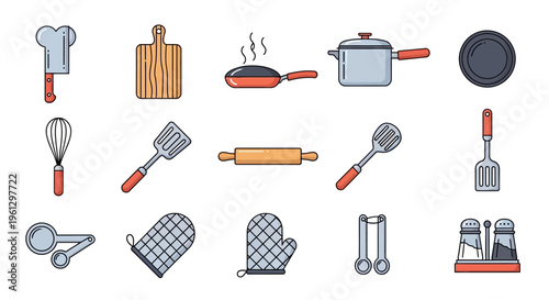 Collection of kitchen utensils and tools.