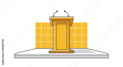 Illustration of a yellow lectern on stage.