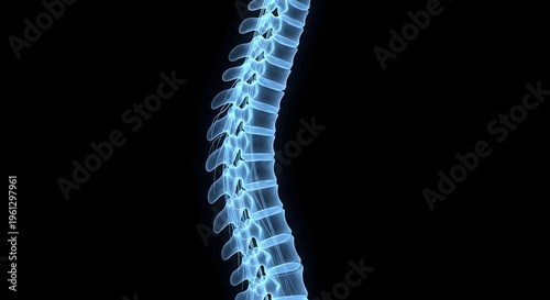 Human spine x ray image showing detailed vertebrae structure