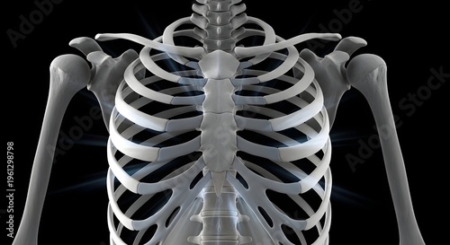 Human skeleton ribcage and upper limbs anatomy