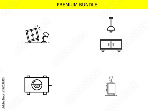 Premium bundle of home furniture and security icons