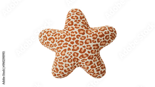 Orange and white starfish with leopard print sea creature isolated on a transparent background