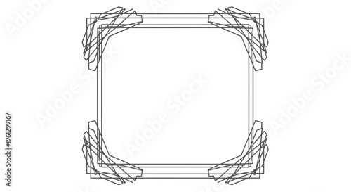 Abstract Layered Rectangle Frame with Dynamic Lines and Modern Corners, isolated white background