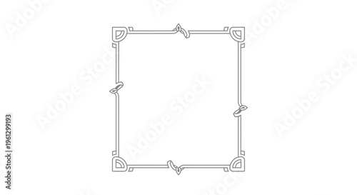 Symmetrical Ornate Rectangle Frame with Decorative Elements for Elegant Design, isolated white background