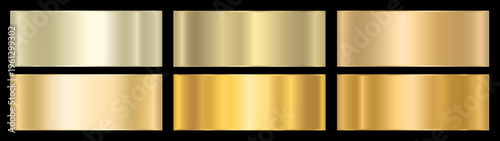 Golden metal gradient set for design. Metallic gradient effects for the design of text and bulletin boards, infographics. Vector EPS 10.