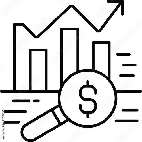 financial forecast icon vector, minimalist chart and graph symbol in clean line art design, business and finance motif for logo branding illustration and digital graphic projects.