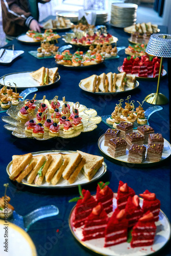 Billede på lærred delicious table with delicacies and snacks