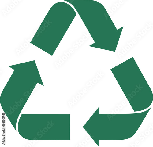 Green recycling symbol. Universal recycle icon on transparent background