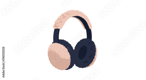 Stylish fluffy earmuffs with pink faux fur and dark blue headband for winter fashion and ear protection from cold.