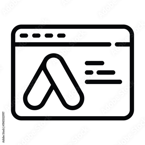 google ads management and ppc campaign icon, minimalist computer screen and cursor symbol in clean line art design, digital marketing and advertising motif for logo branding, campaign illustration, an