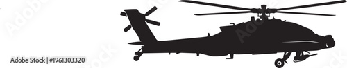 Military Apache Attack Helicopter Aviation Silhouette