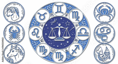 Astrological charts and ancient zodiac signs provide mystic spiritual.