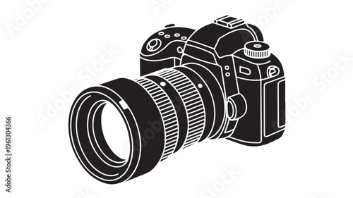 Camera Silhouette Vector Isolated on White for Photography and Media Design