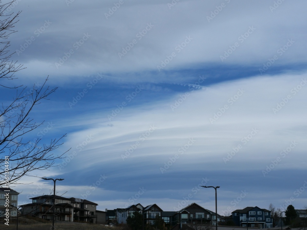 Fototapeta premium Layered Lenticular Clouds Over Suburban Boulder County, Colorado