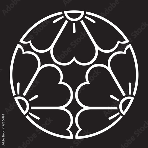 日本の伝統的な家紋の植物紋「桜紋」のイラストベクターデータ