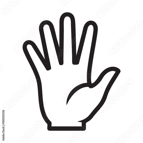 An illustration of a raised open palm hand in a gesture.