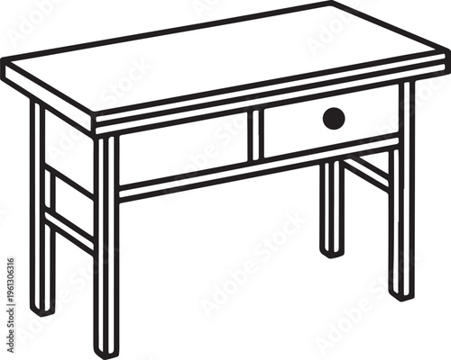 Minimalist wooden desk line art vector image