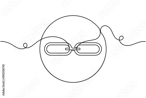 Circular chain link sign icon continuous one line drawing single art on white background minimalist fluid wave design symbol outline vector illustration