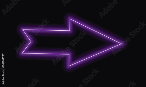A purple neon right arrow glowing icon for futuristic website navigation and banners.