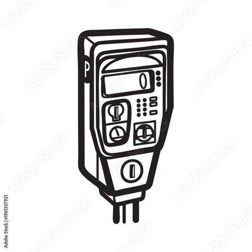 An illustration of a parking meter with a clear and simple design on a white background.