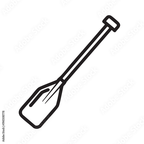 A clear vector outline of a rowing oar on a white background