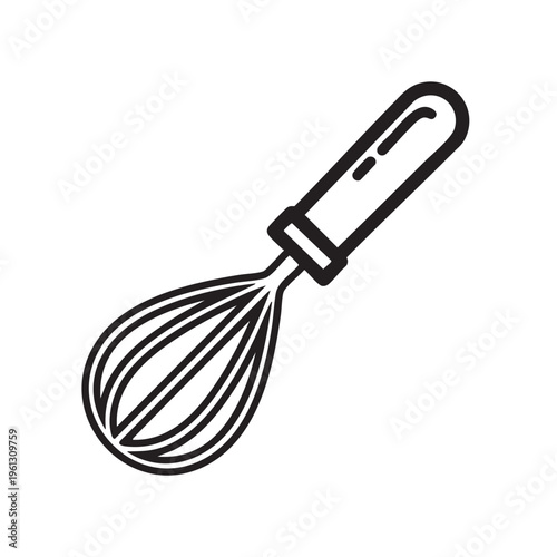 A clear outline vector illustration of a mixing whisk.