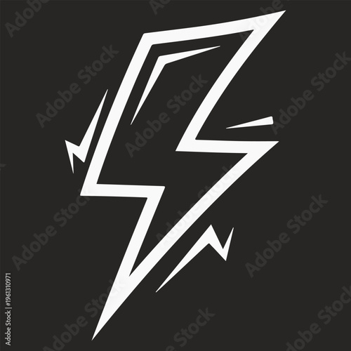 A stylized white lightning bolt logo on a dark background